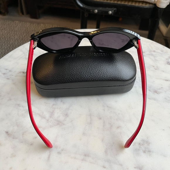 Alexander McQueen cat-eye sunglasses in black with red accents, EUC - Picture 8 of 15